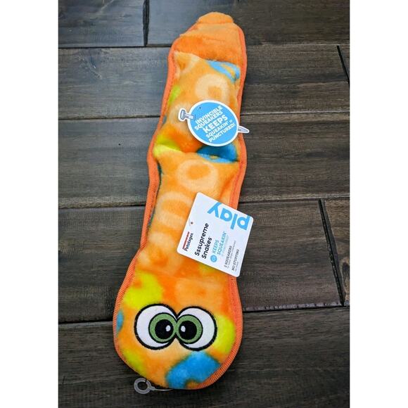 18" Dog Toys Orange Snake 2 Invincible Squakers Keep Squeaking If Punctured New - Picture 5 of 5